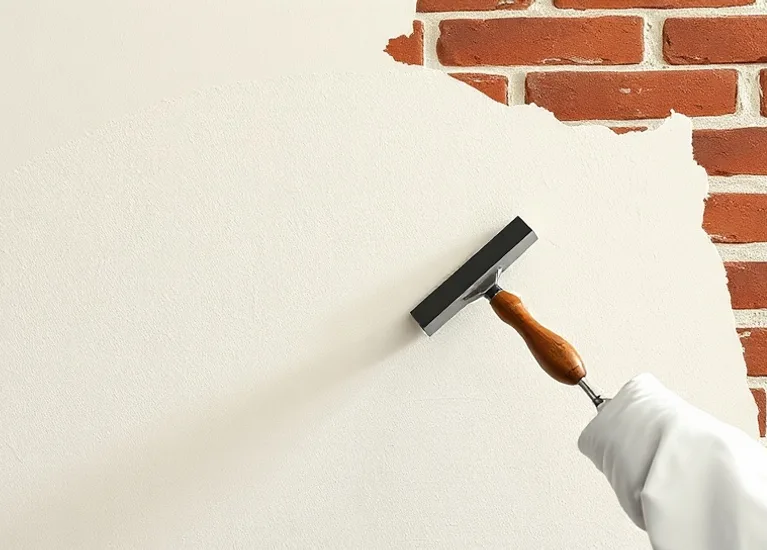 Application d'un enduit décoratif à la lisseuse sur un mur