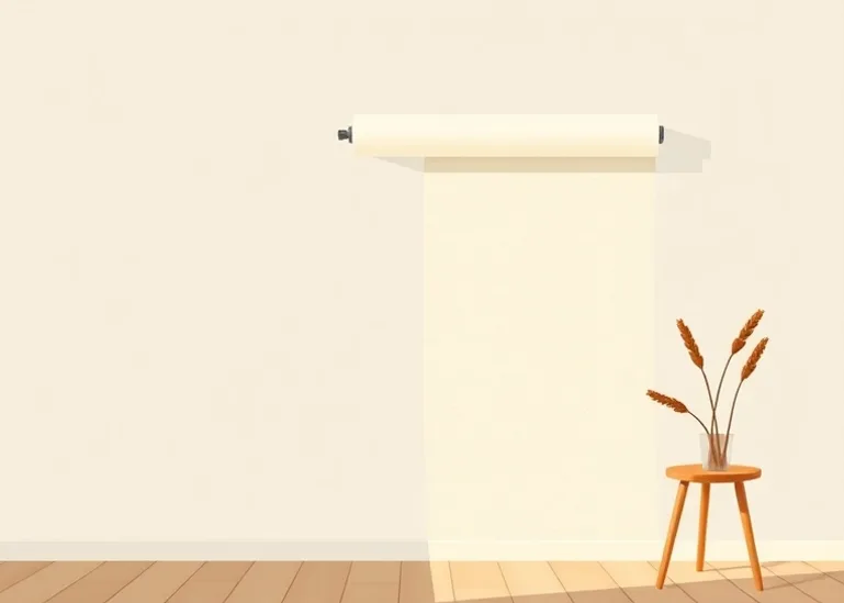 Pose de papier peint, rouleau et brosse à maroufler